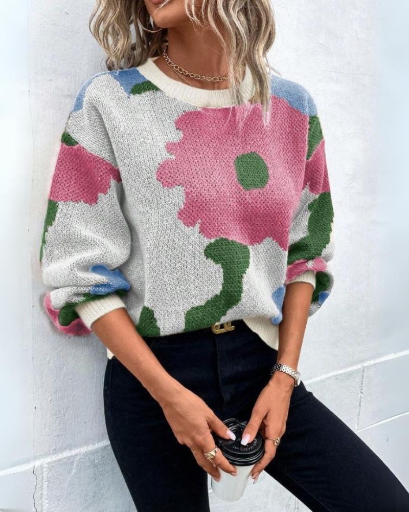 Krohn-e | Strickpullover mit Abstraktem Floral-Muster