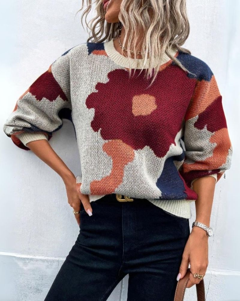 Krohn-e | Strickpullover mit Abstraktem Floral-Muster