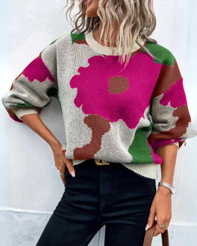 Krohn-e | Strickpullover mit Abstraktem Floral-Muster