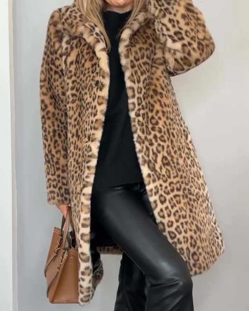 Krohn-e | Leopard Lange Weiche Jacke