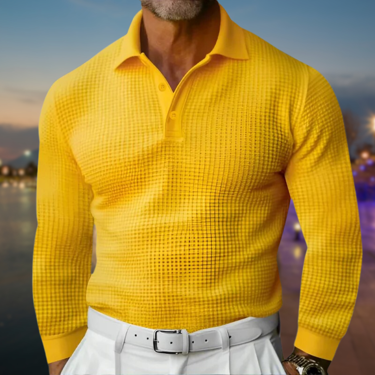 Marco | Herren Langarm Poloshirt Strukturiert Frühling