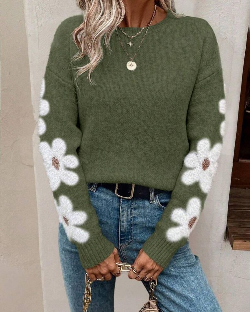 Krohn-e | Strickpullover mit Floralem Muster