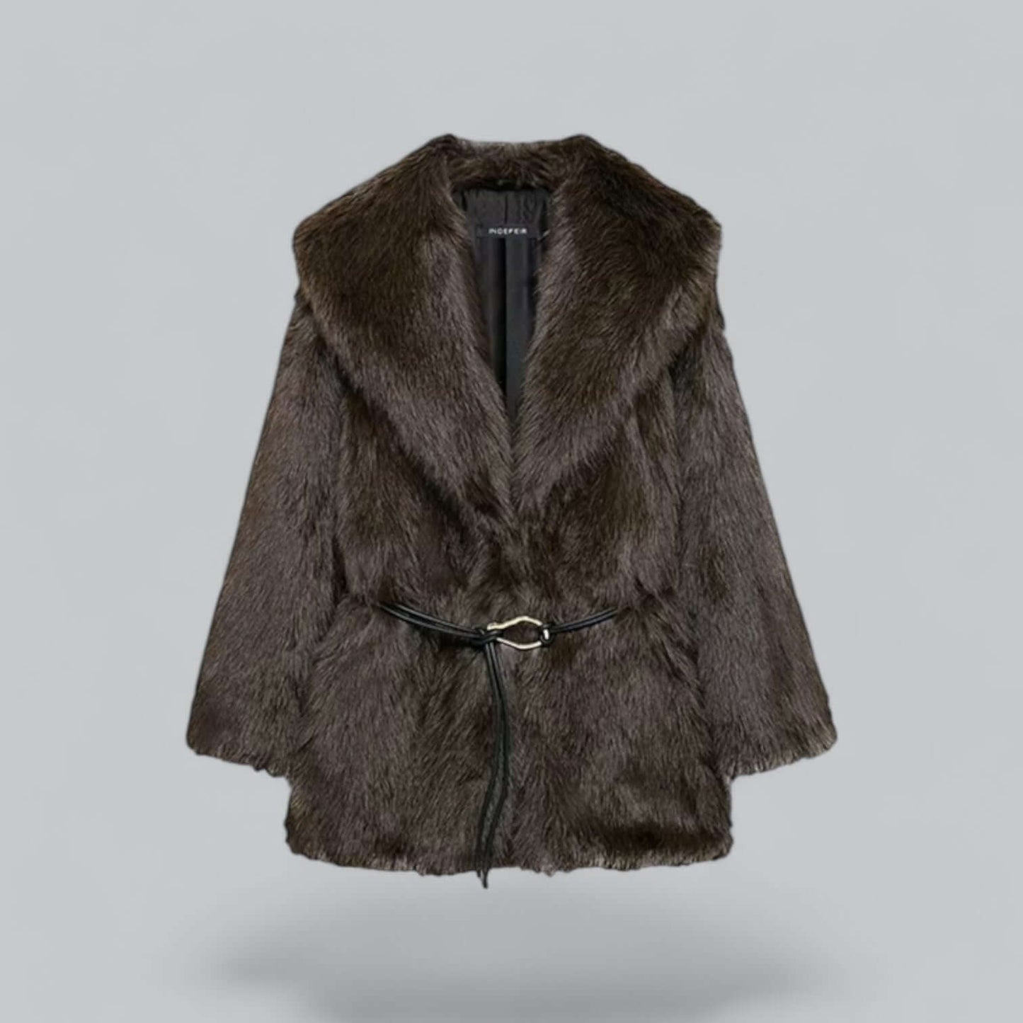 Krohn-e | Kunstfell Gürtel Midi Langmantel