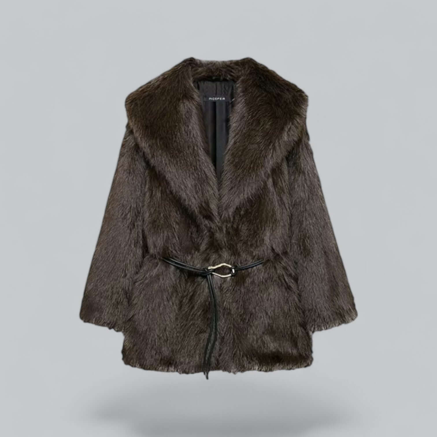 Krohn-e | Kunstfell Gürtel Midi Langmantel