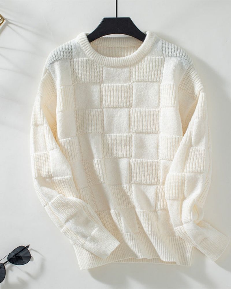 Krohn-e | Grober Strickpullover mit Karomuster