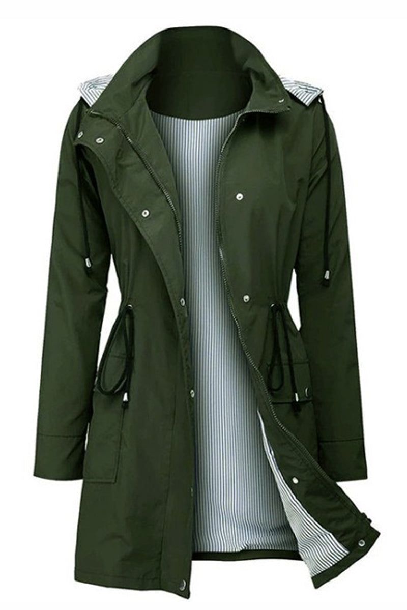 Wasserdichter, gestreifter Windbreaker mit Kapuze von Vythelora