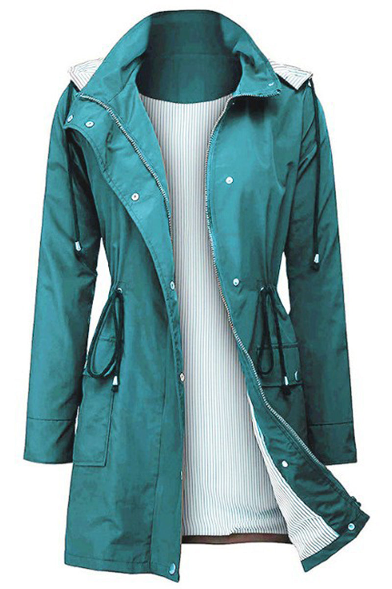Wasserdichter, gestreifter Windbreaker mit Kapuze von Vythelora