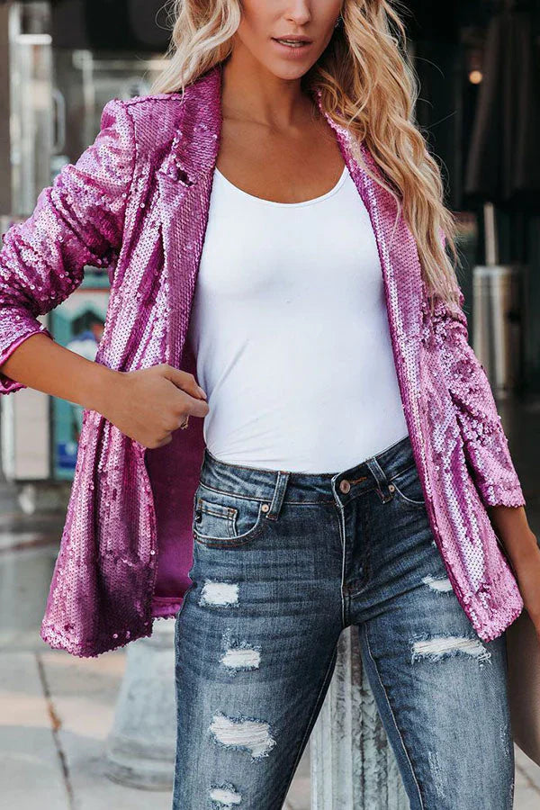 Krohn-e | Blazer mit Revers und Pailletten
