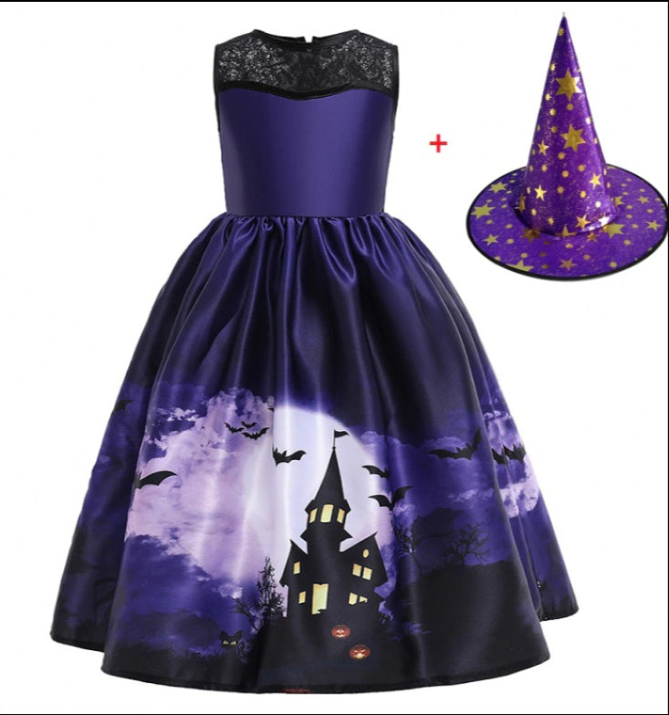Fudus Halloween Prinzessin Kleid mit Halloween-Druck