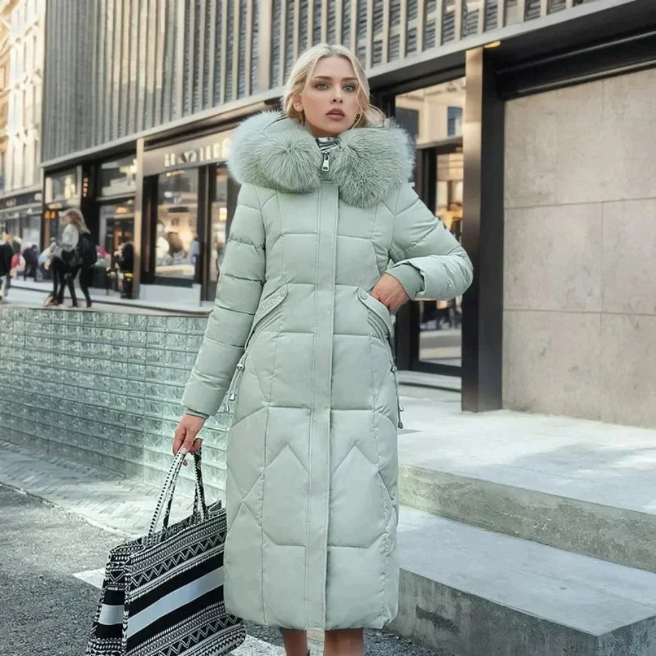 Krohn-e | Fell Trenchcoat Weiß Schick und Warm