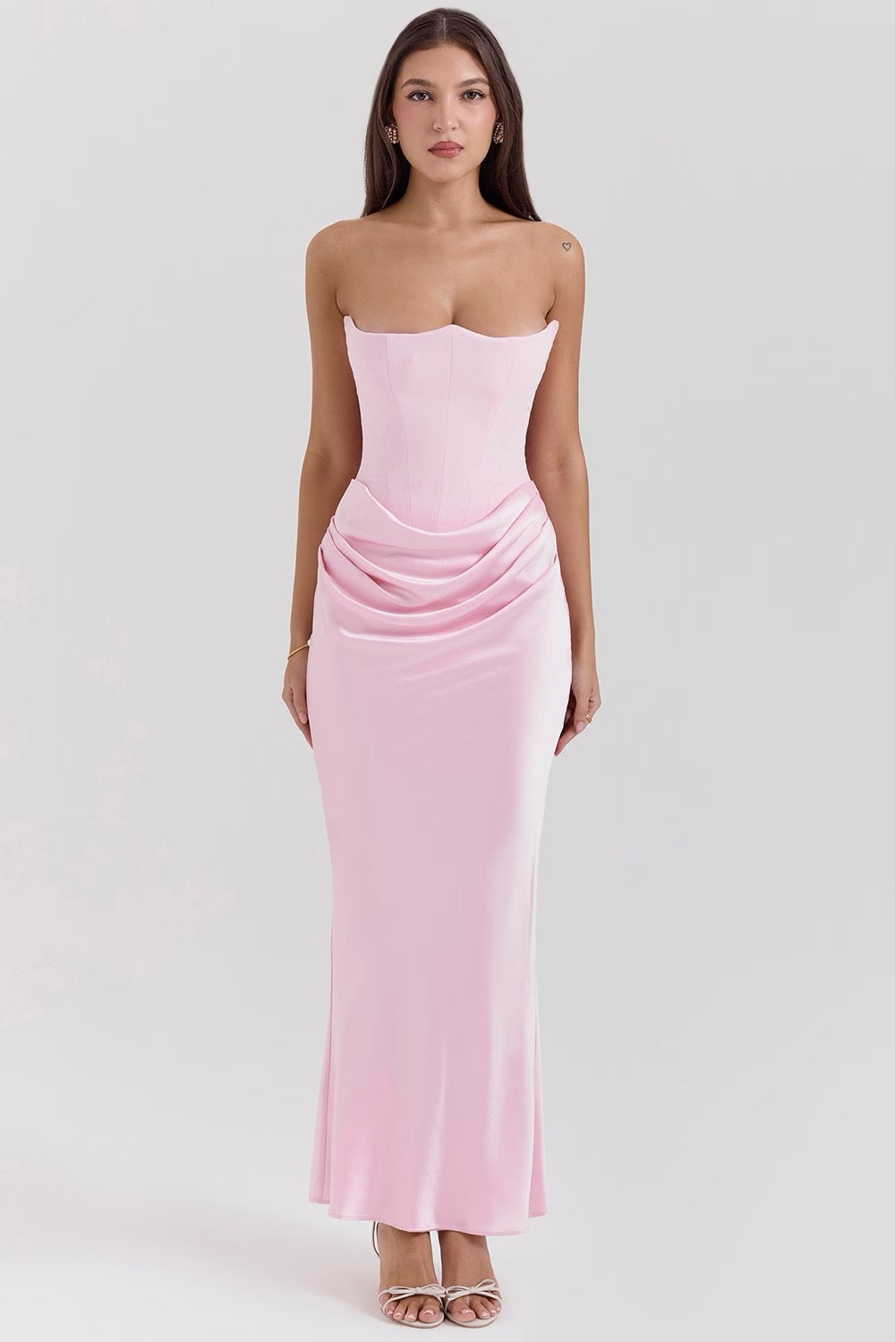 KROHN-E Damen Trägerlos Kleid Spitze Elegant Schwarz Cocktailkleid