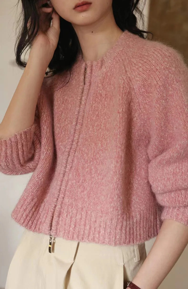 Damen Oversized Strickjacke mit Reißverschluss Krohn-e