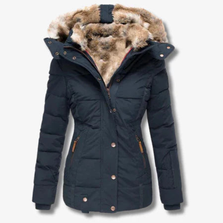 Krohn-e | Winterjacke mit Kapuze und Reißverschluss für Frauen ideal für kalte Tage