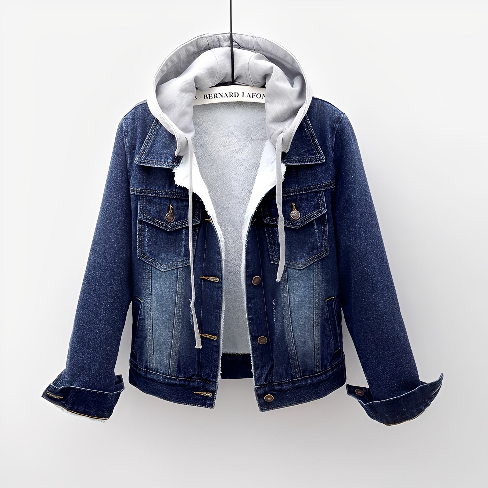 Krohn-e | Stilvolle Jeansjacke mit abnehmbarer Kapuze für Frauen