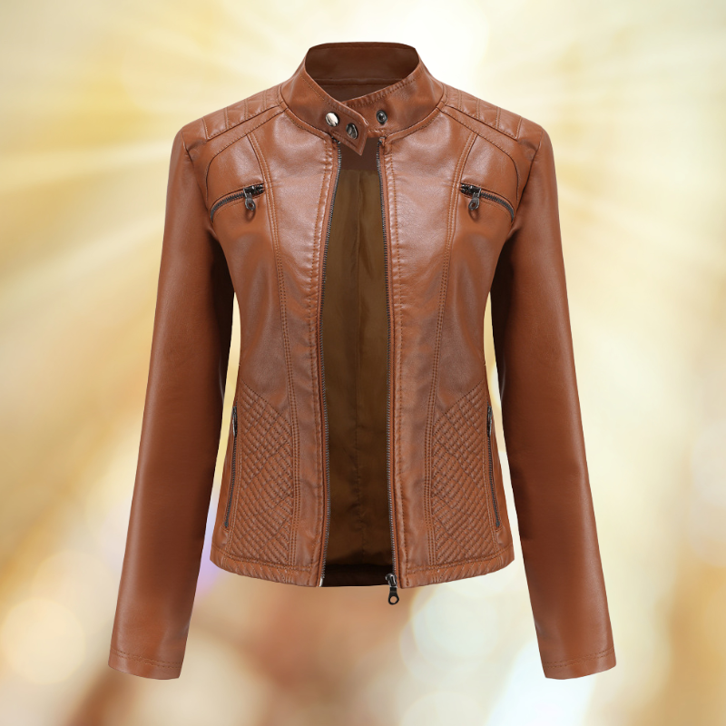 Krohn-e | Bequeme Leder Übergangsjacke für Frauen