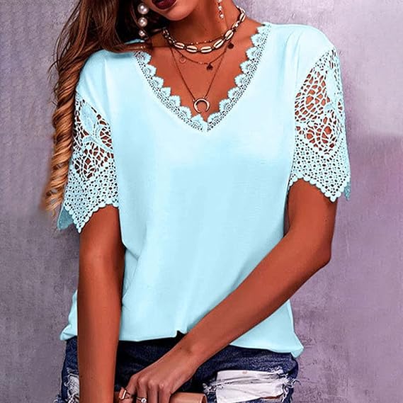 Modische Damen-T-Shirts von Fudus im Vintage-Spitzen-Look
