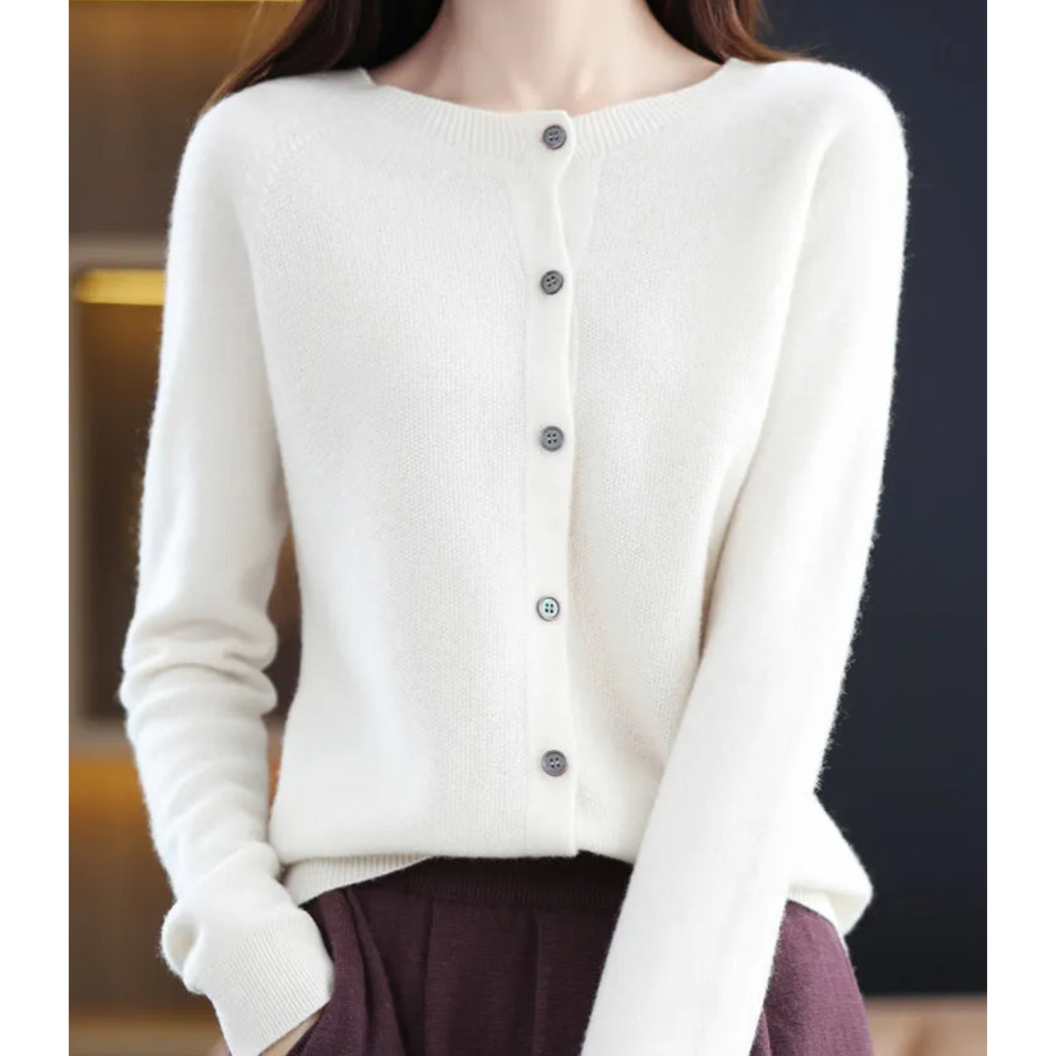 Krohn-e | Cardigan - 100% Merinowolle Weicher Strickpullover