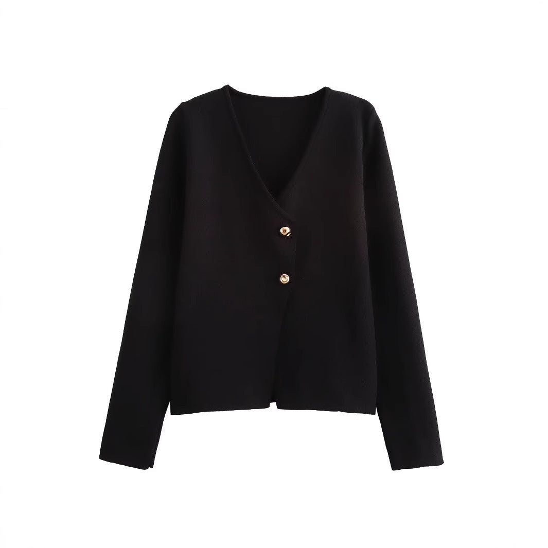 Krohn-e | Einfacher, figurschmeichelnder Strickcardigan für Frauen