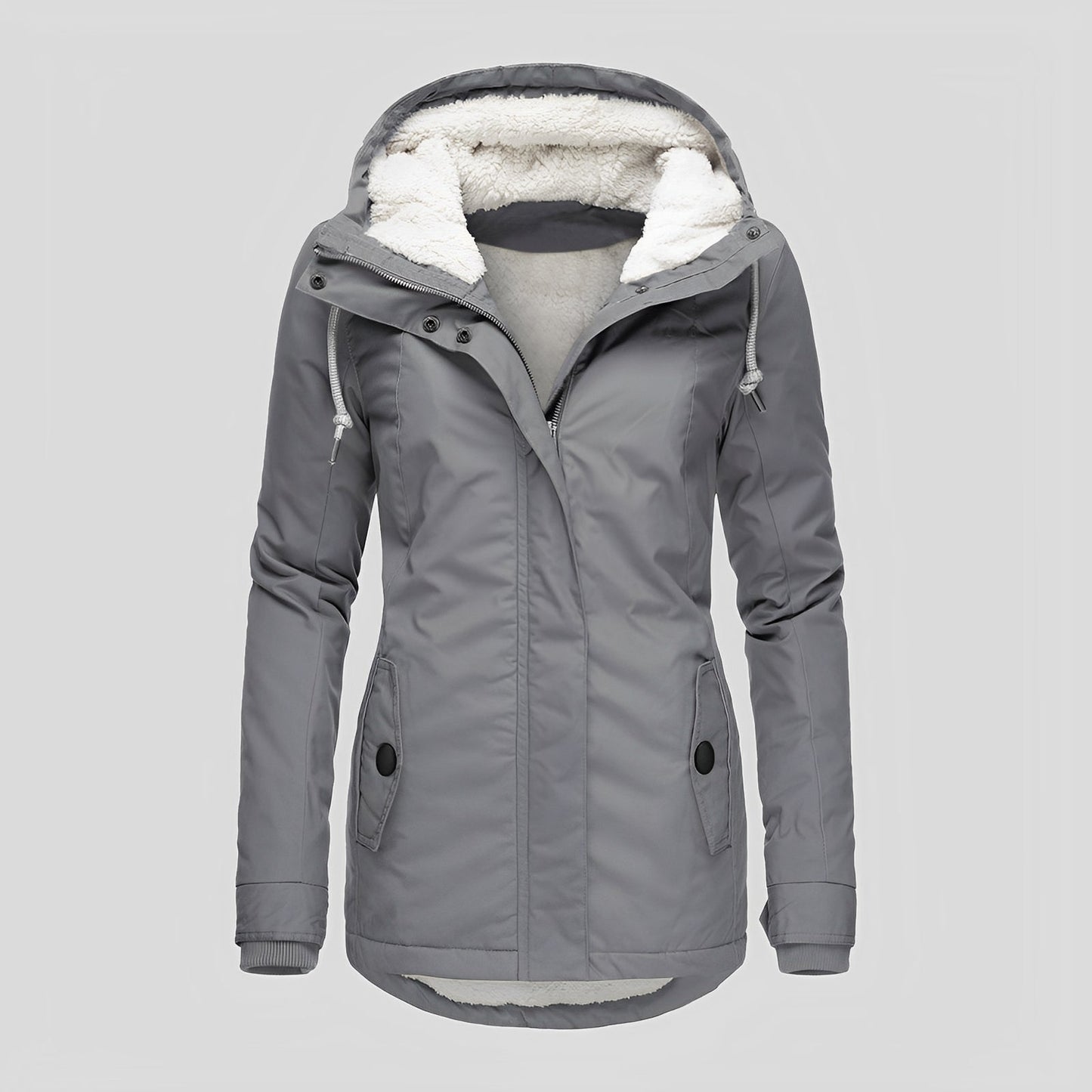 Krohn-e | Warmer Plissierte Jacke mit Kapuze für Frauen