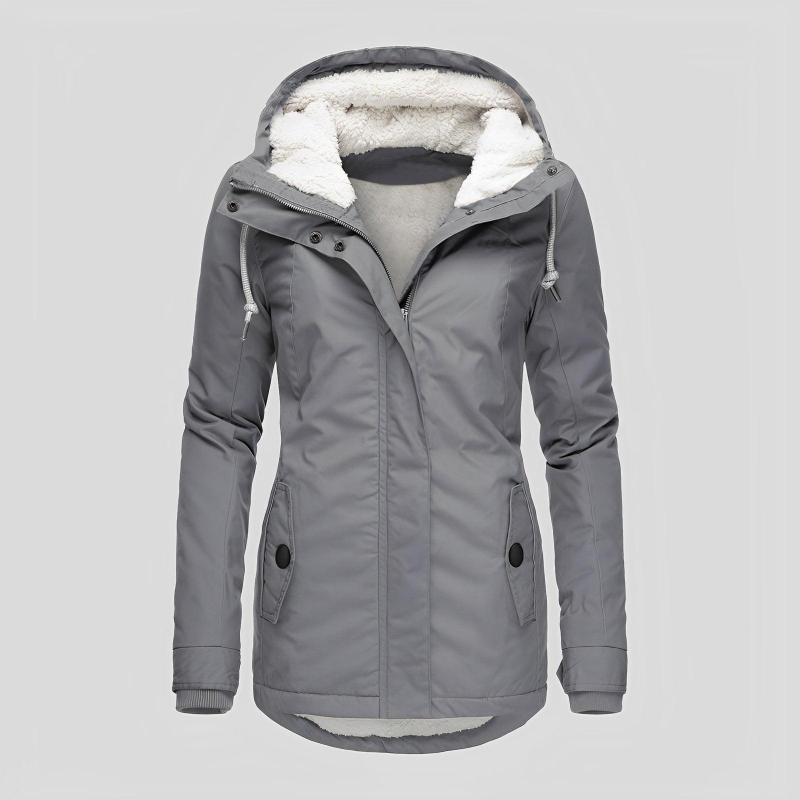 Krohn-e | Warmer Plissierte Jacke mit Kapuze für Frauen