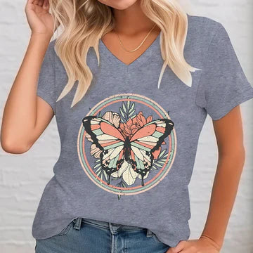 Fudus V-Neck bedrucktes Shirt