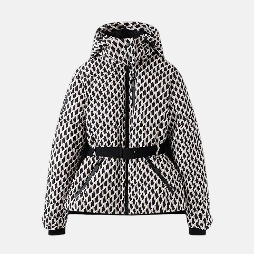 Krohn-e | Puffer-Jacke – Gequiltet Isoliert – Taillengürtel – Kapuze Hoher Kragen