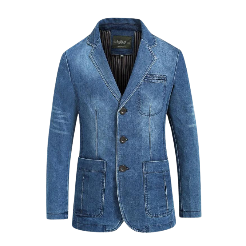Lioraelith Herren Blazer aus Denim Baumwolle