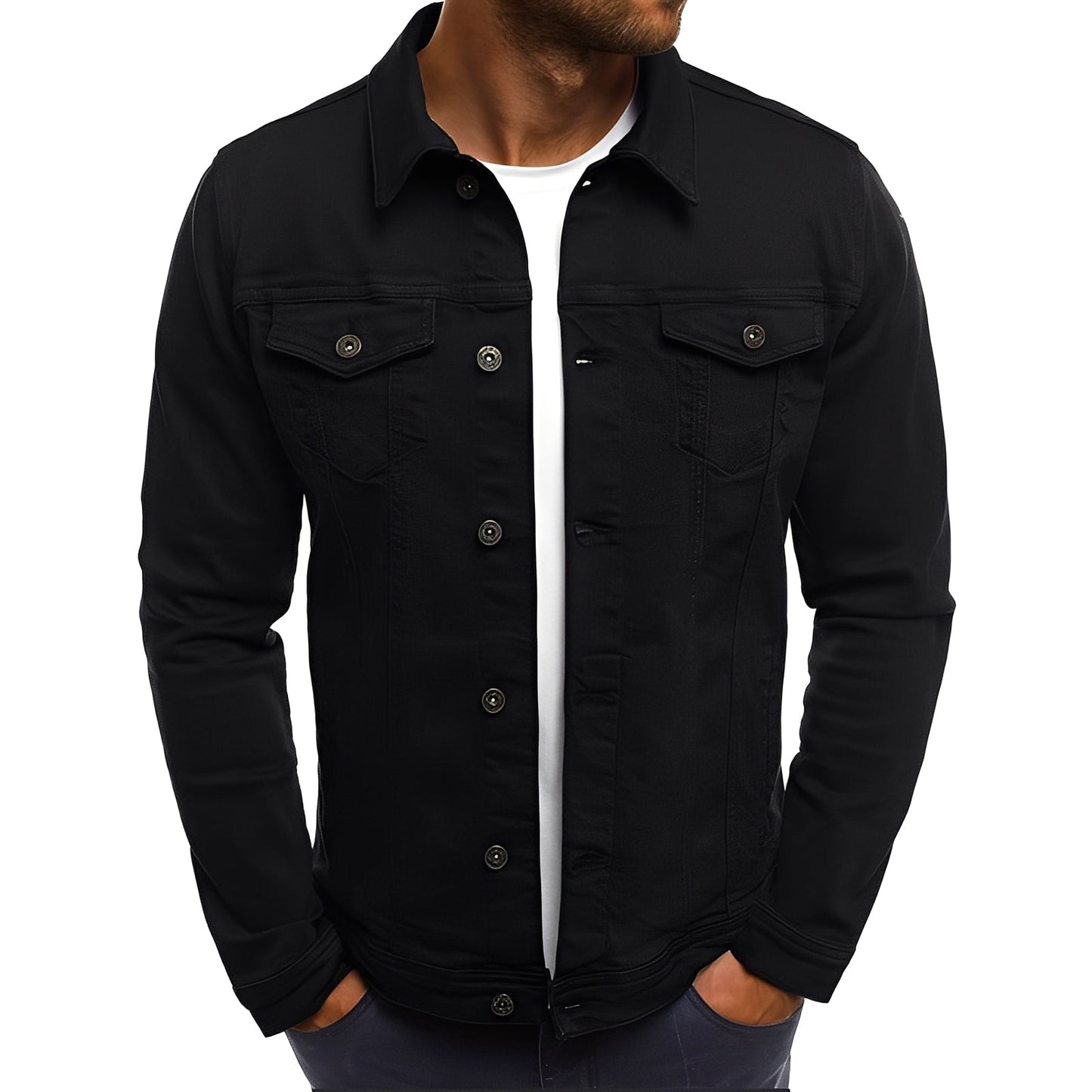 Krohn-e | Stylische Denimjacke mit Taschen für Männer