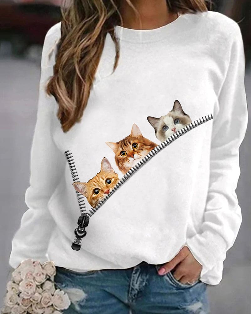 Katzen-Sweatshirt für Damen von Fudus