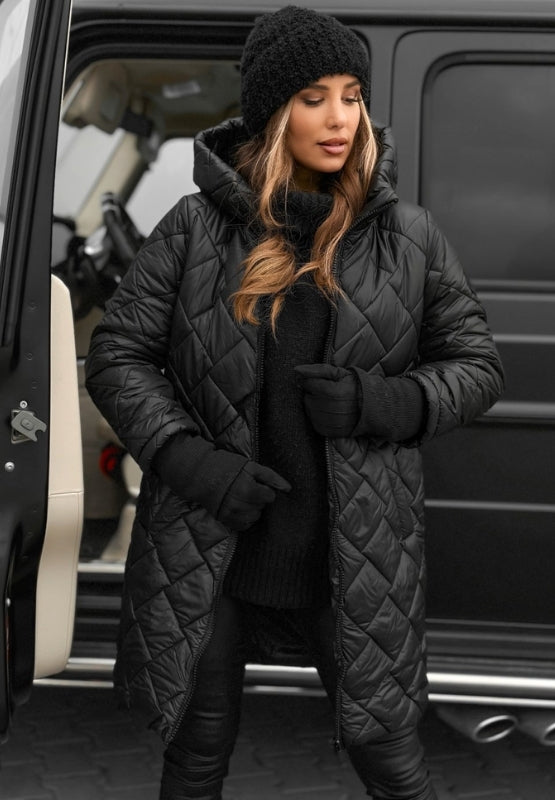 KROHN-E Damen Steppmantel Isoliert Leicht Winterjacke Lang