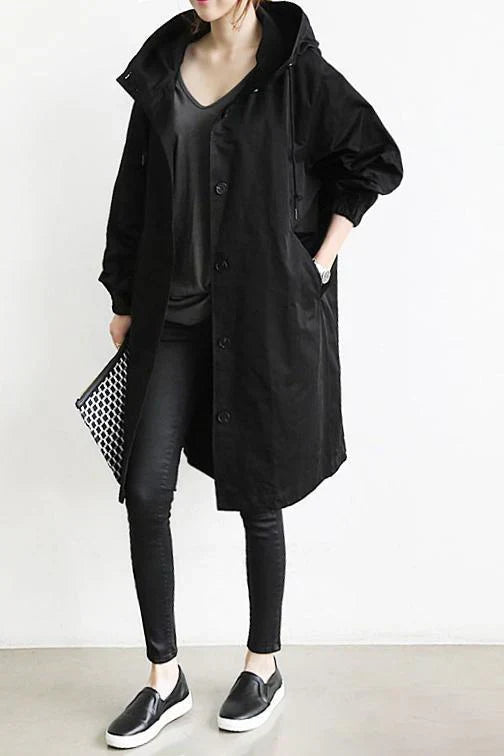 Krohn-e | Trenchcoat mit Kapuze für Frauen Lang, Warm und Perfekt für Den Herbst