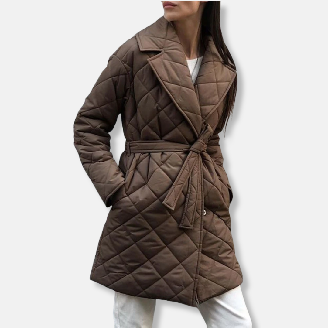 Krohn-e | Gepolsterte Jacke - Mittellang - Taillierte Passform - Gürtel - Eingekerbter Revers