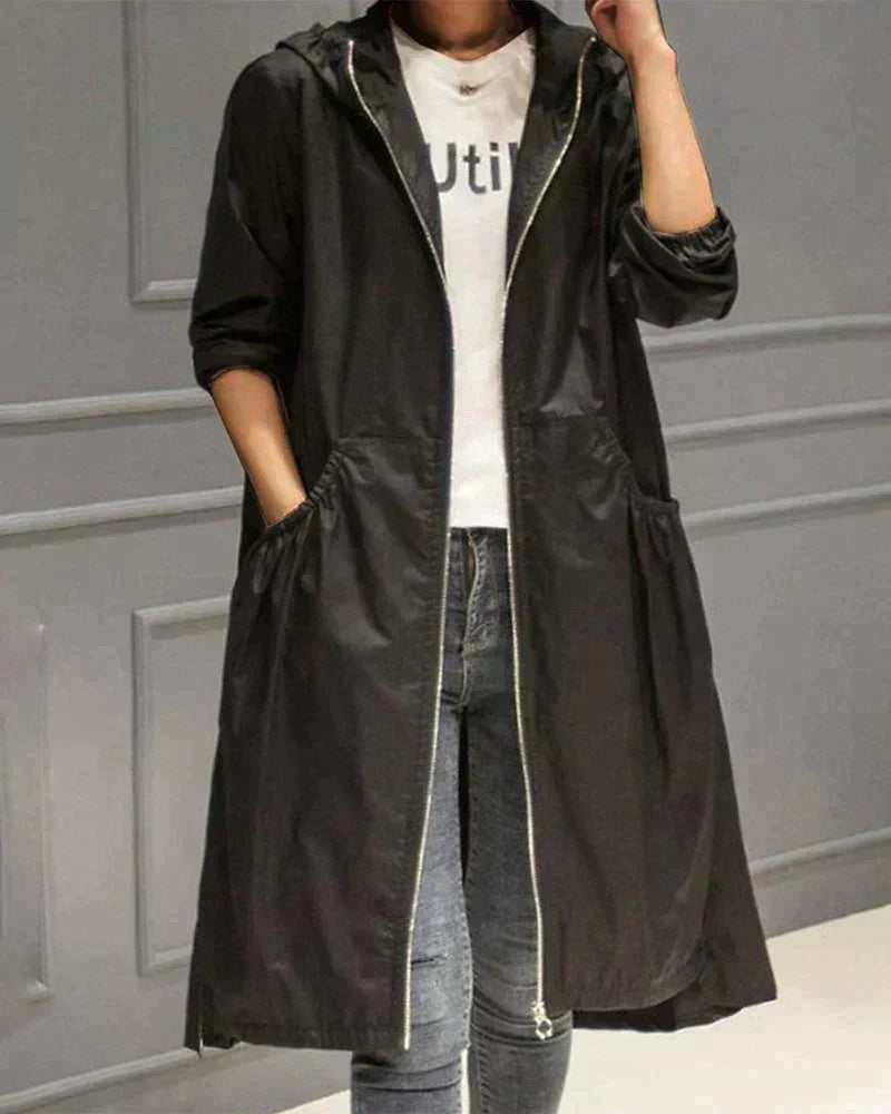 Krohn-e | Regenjacke mit Reißverschluss für Frauen - Kapuze
