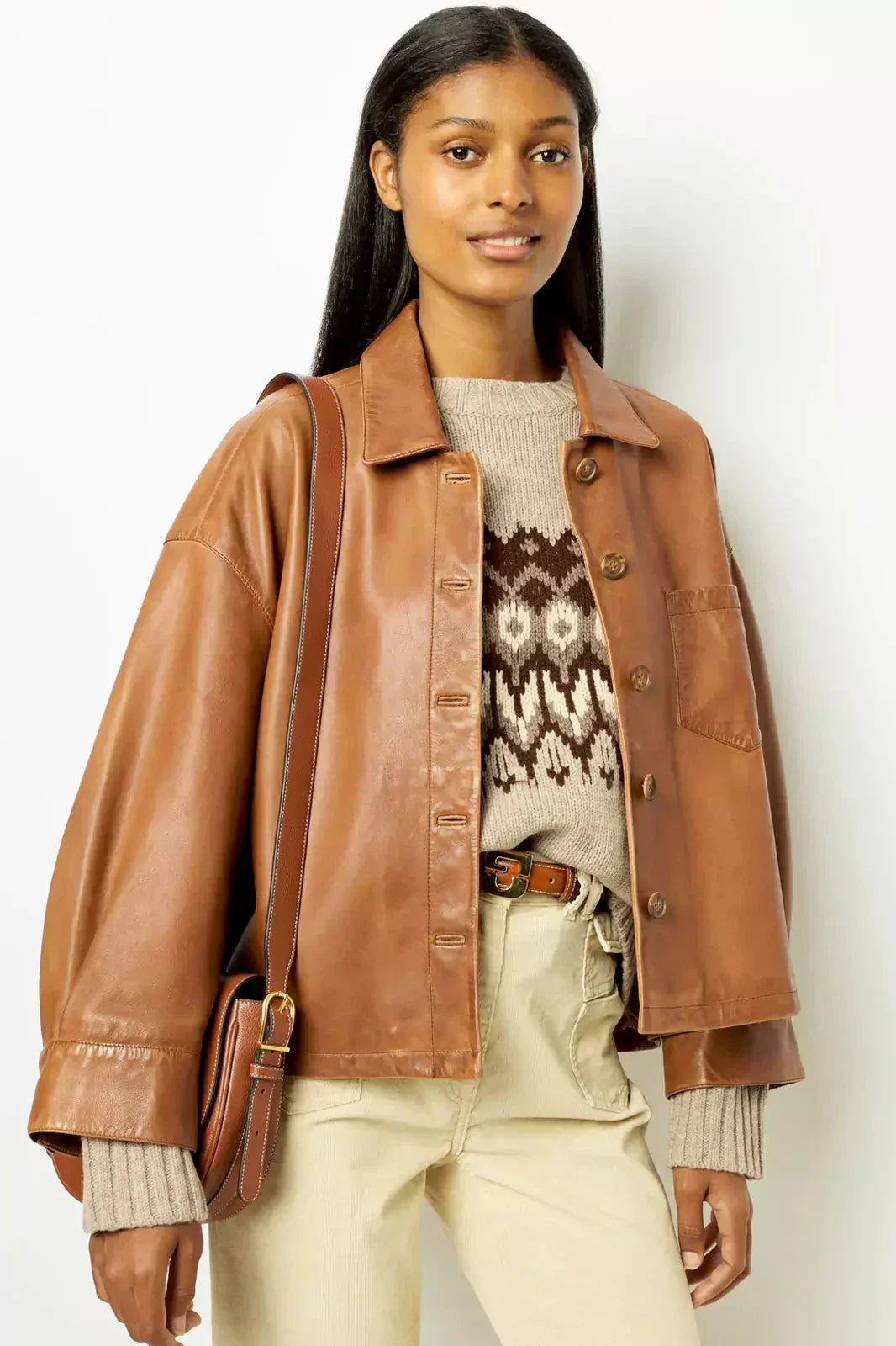 Krohn-e | Oversized Lederjacke Weich und Stilvoll Perfekt für Den Alltag