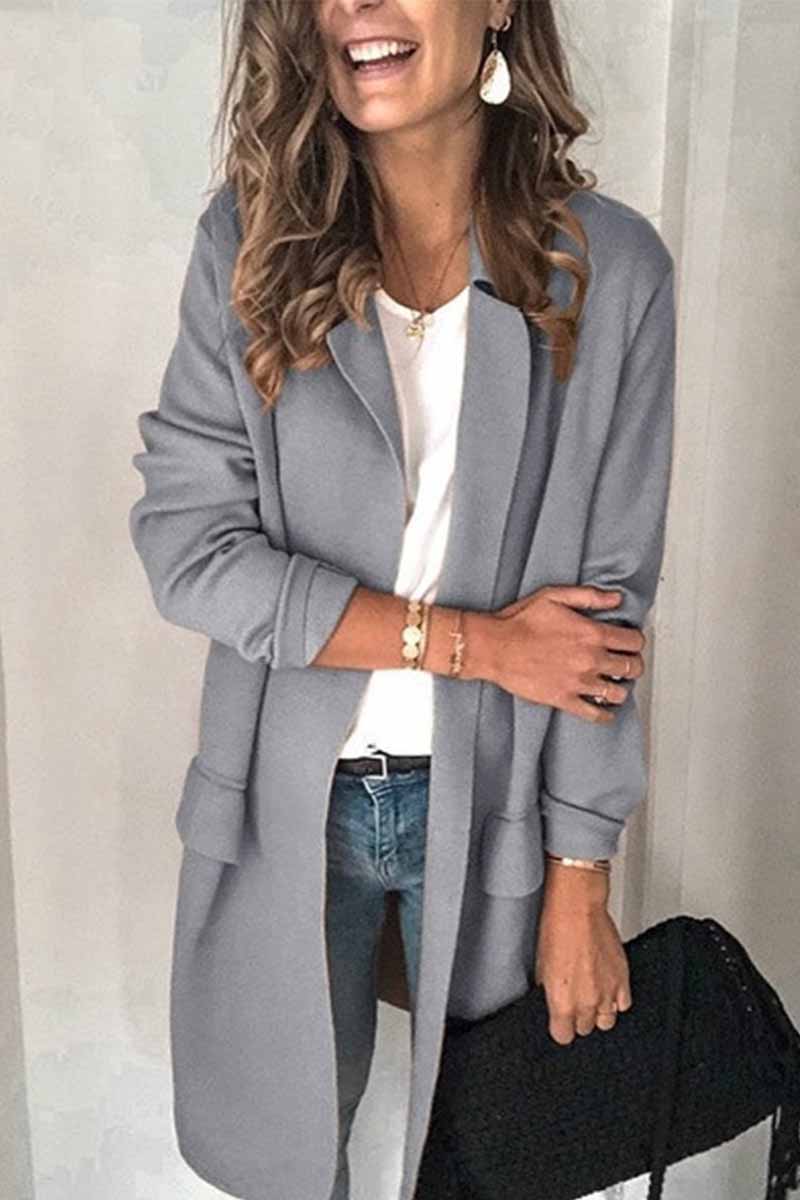 Einerfarbiger Blazer mit langen Ärmeln