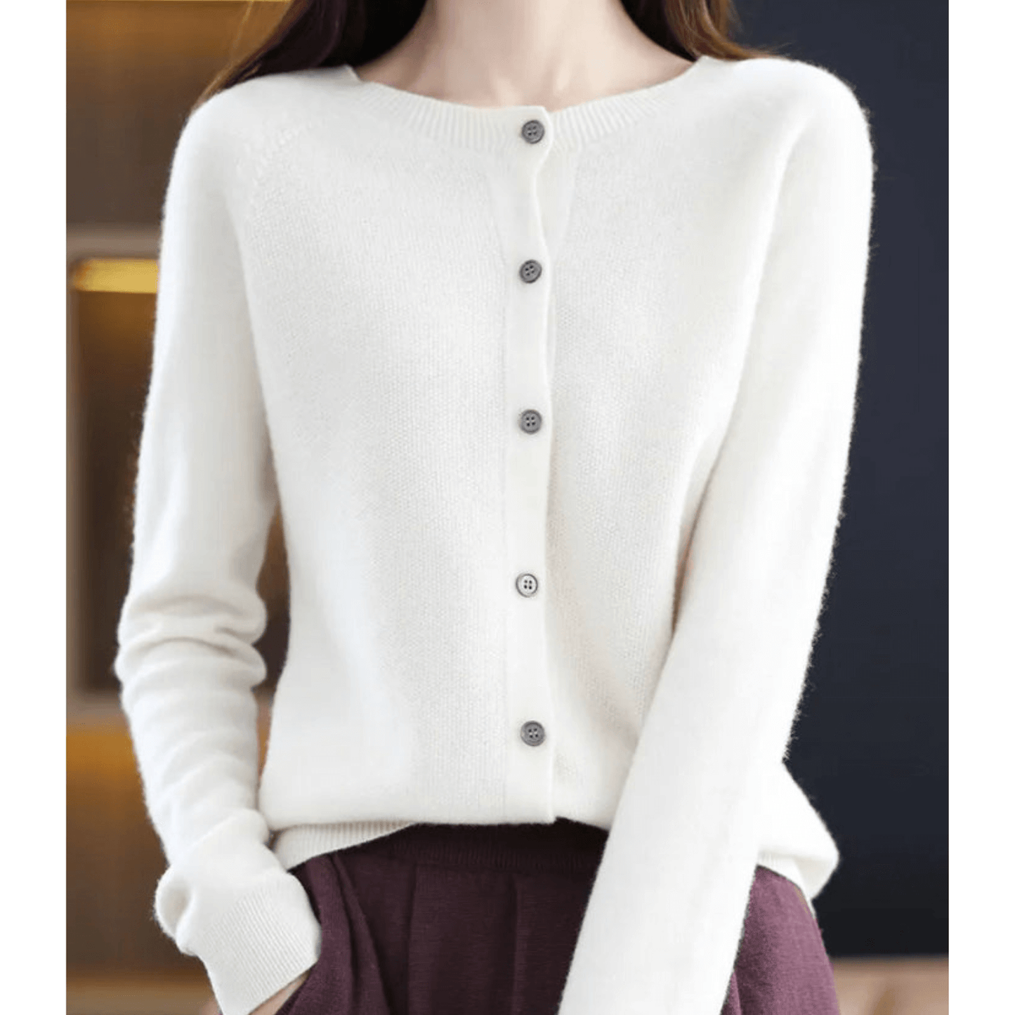 Krohn-e | Damen Feinstrickjacke Mit Rundhalsausschnitt