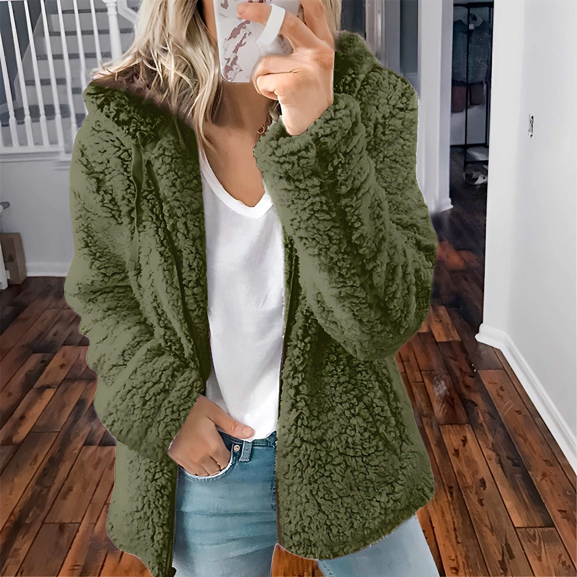 Krohn-e | Lässige Teddy-Fleece-Hoodie-Jacke für Frauen