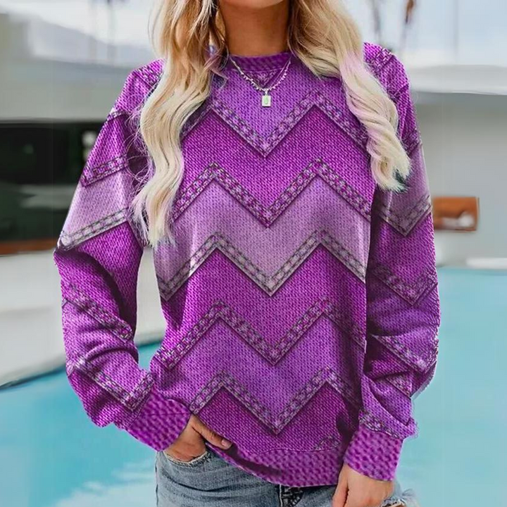 Vielfarbiger Vintage-Strickpullover in Olivgrün