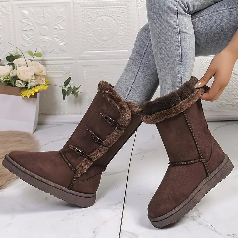 Warme Damen-Winterstiefel mit Fleecefutter