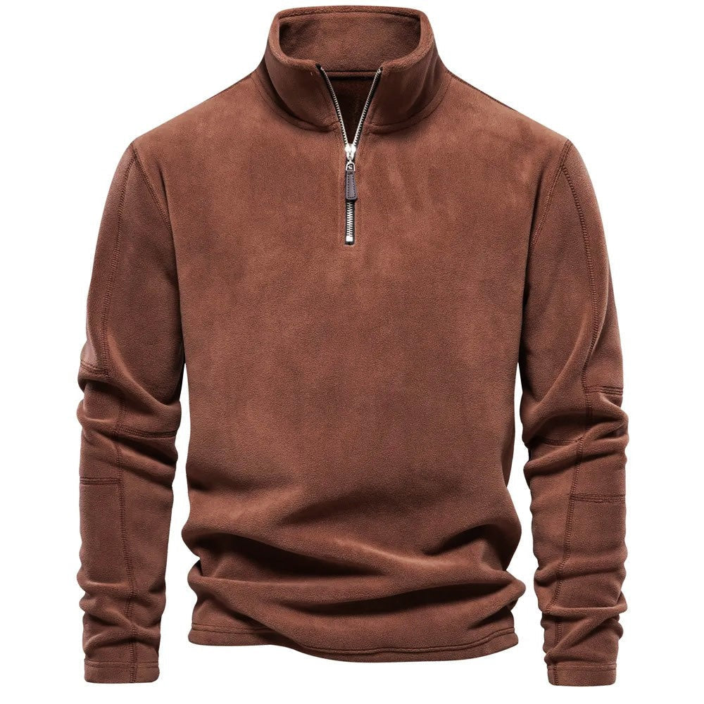 Krohn-e | Strickpullover mit Half-Zip Wollmischung Klassisch und Bequem