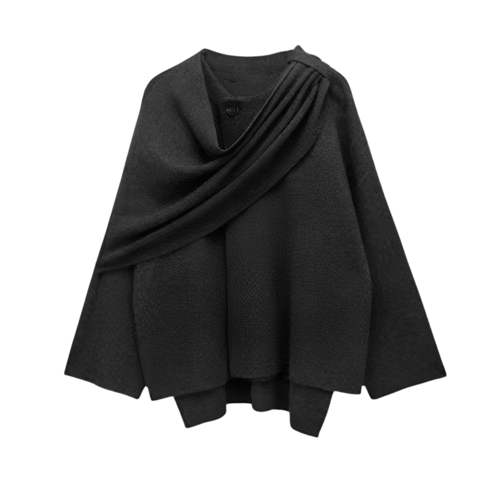 KROHN-E Damen Cape Mantel Grau Offen Vorne Elegant