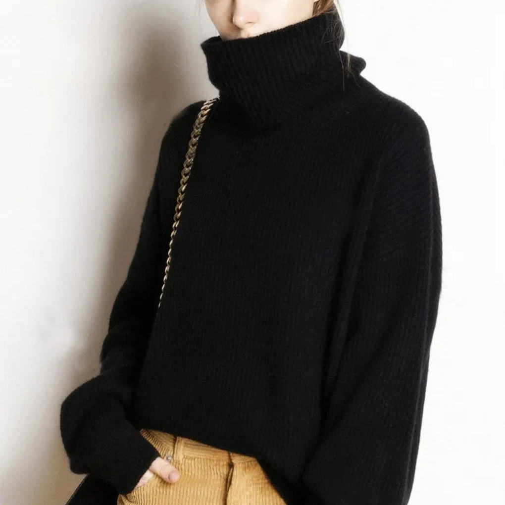 Krohn-e | Pullover - Damen Herbst Oversized Polokragen Pullover