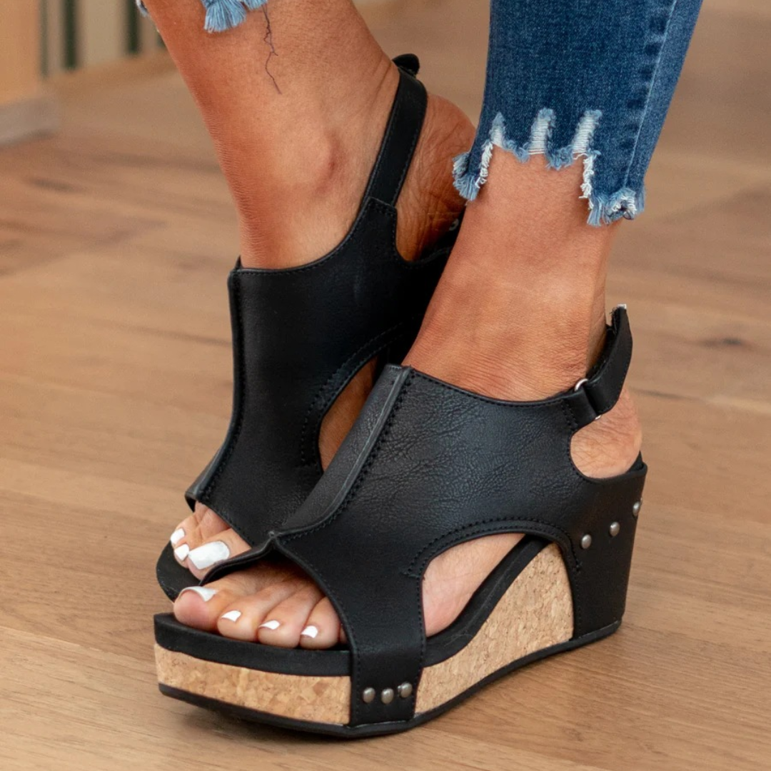 KROHN-E Damen Wedge-Sandalen Wildleder Keilabsatz Elegant