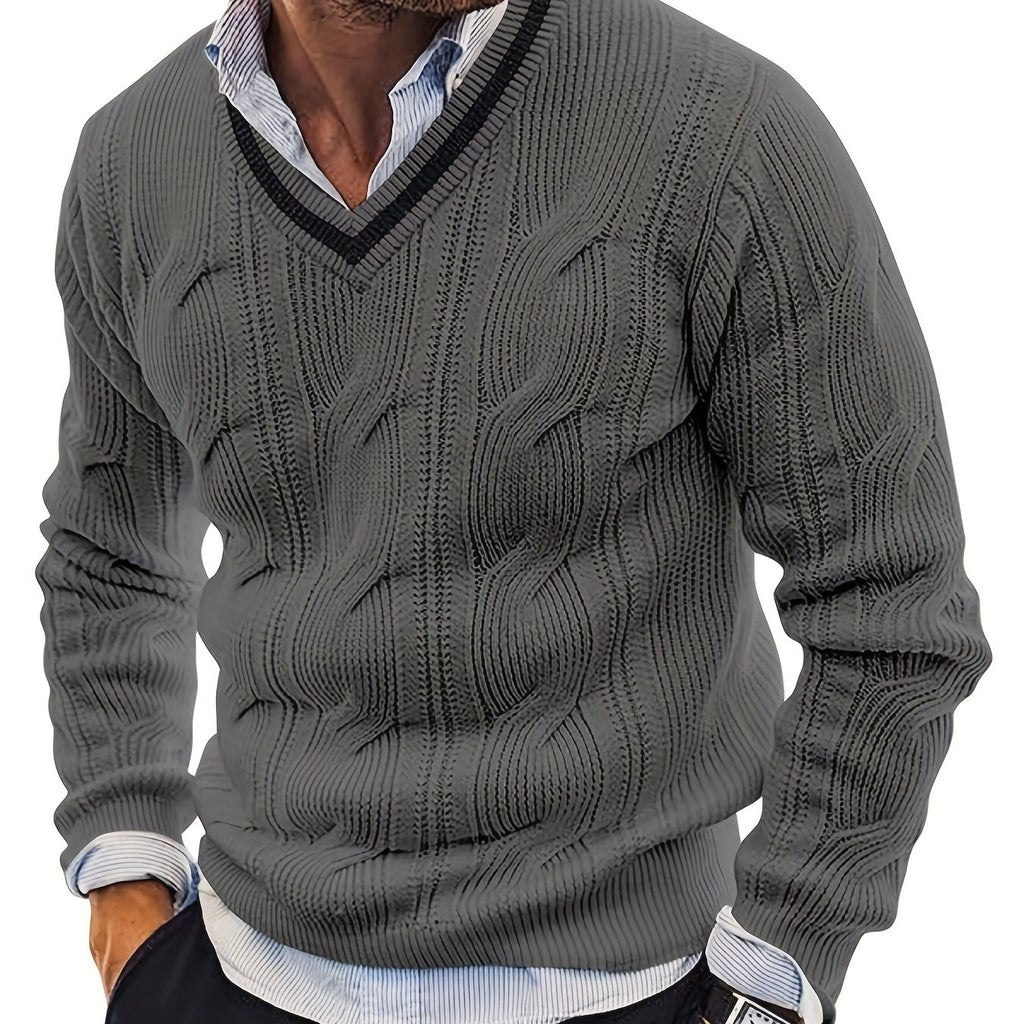 Herren-Strickpullover im Vintage-Stil mit V-Ausschnitt