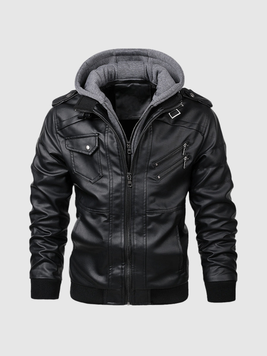Krohn-e | Herren Lederjacke Kunstleder Modern und Bequem