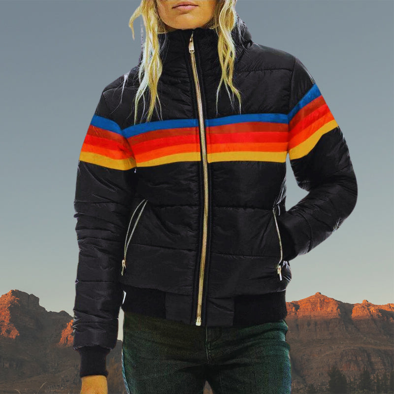Krohn-e | Gestreifter Farbiger Puffer-Stil, Wasserdicht für Frauen Ideal für Herbst Winter