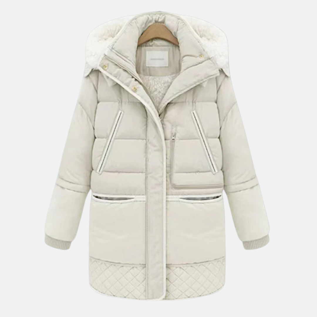 Krohn-e | Gepolsterter Mantel - Oversized Schnitt - Gefütterte Kapuze - Rippstrickbündchen - Taschen