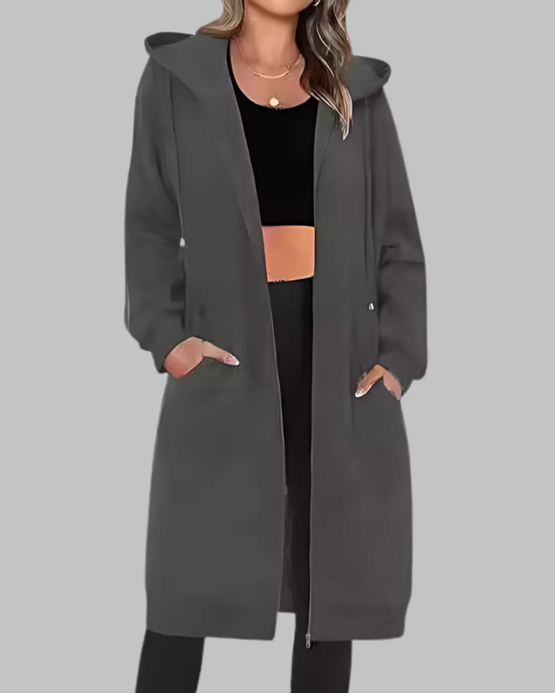 Krohn-e | Lässige Zip-Up Übergroße Lange Jacke