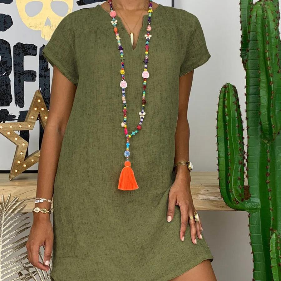 Damen-Sommerkleid mit V-Ausschnitt