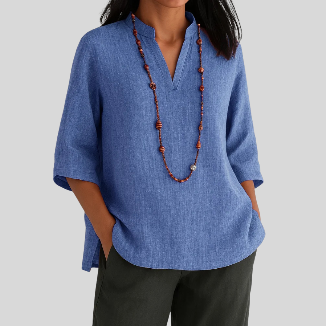 KROHN-E Damen Bluse Relaxed Fit Hellgrün Leicht